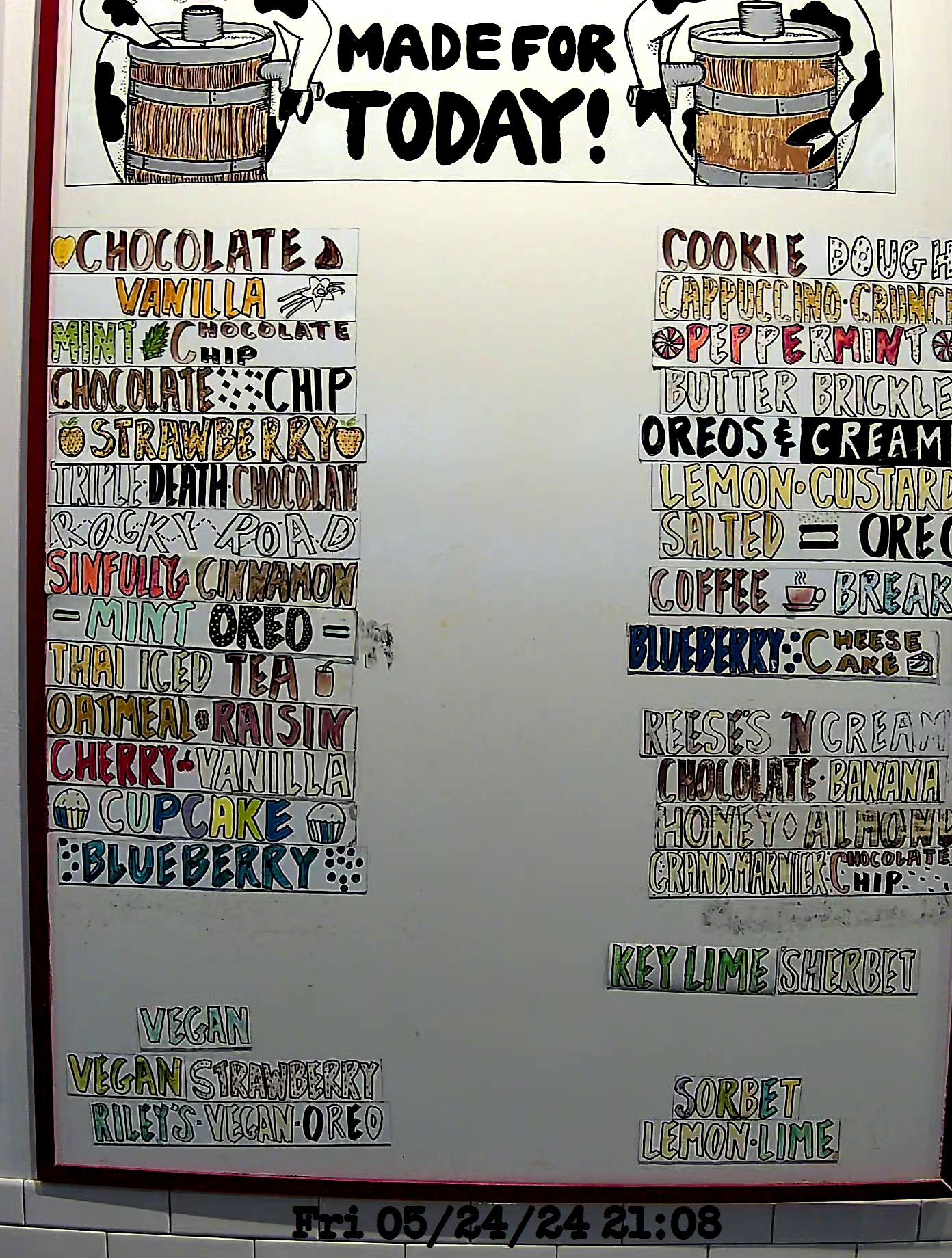 Bonnie Brae Ice Cream Flavors